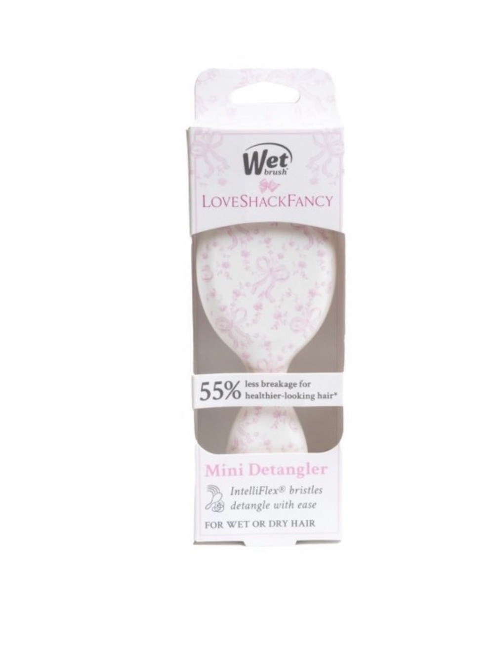 LoveShackFancy Mini Detangler Hair Brush - Light Pink Floral